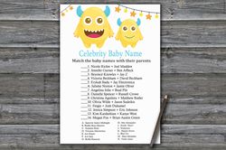 Little Monster Celebrity baby name game card,Monster Baby shower games printable,Fun Baby Shower Activity-381