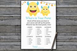 Little Monster What's in your purse game,Monster Baby shower games printable,Fun Baby Shower Activity,Instant Download
