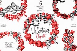 Valentine's Day Clip Art. Wreath. Png File, Hand Drawn graphics. Digital Download. OliArtStudioShop