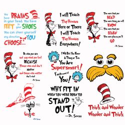 Dr Seuss Bundle Svg, Dr Seuss Svg, Things One Things Two Dr Seuss Quotes Svg, Png, Dxf, Eps File