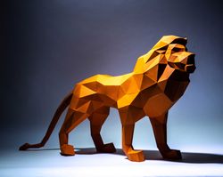 Lion Paper Craft, Digital Template, Origami, PDF Download DIY, Low Poly, Trophy, Sculpture, 3D Model