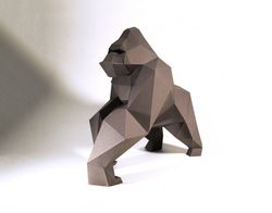 Gorilla, King Kong Paper Craft, Digital Template, Origami, PDF Download DIY, Low Poly, Trophy, Sculpture, Model