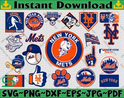 Bundle 21 Files New York Mets Baseball Team svg,  New York Mets Svg, MLB Team  svg, MLB Svg, Png, Dxf, Eps, Jpg