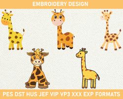 Giraffe Embroidery Design, Cute Baby Giraffe Embroidery Design  3 size