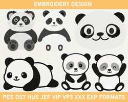Cute Panda Embroidery Design, Panda Embroidery Design, Baby Panda Embroidery Design  3 size