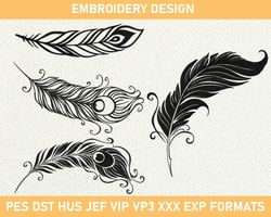 Peacock Feather Machine Embroidery Design  3 size