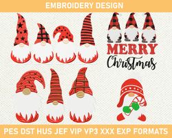 Merry Christmas Gnome Embroidery Designs, Christmas Gnomes Embroidery Designs 3 size