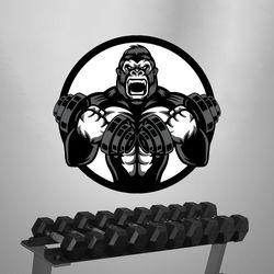 Ferocious Gorilla, Gym, Workout, Bodybuilder, Fitness Crossfit Wall Sticker Vinyl Decal Mural Art Decor Full Color
