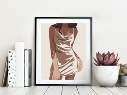 Gorgeous black girl with vitiligo, printable poster, black girl art, black woman with vitiligo on arms and legs