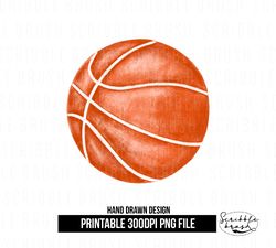 Watercolor Basketball Ball Sublimation Design, Basketball PNG Clipart