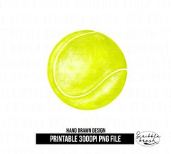 Watercolor Tennis Ball Sublimation Design, Tennis PNG Clipart