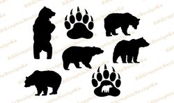 Bear svg Bear paw svg Bear bundle svg Bear clipart Bear cricut Bear template Bear silhouette  Bear paw clipart