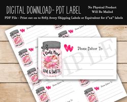 Valentine Mason Jar PDT - Happy Mail - Avery 8163 Shipping Label - Digital Download Printable Design