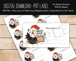 Chicken Happy Mail Letters PDT - Happy Mail - Avery 8163 Shipping Label - Digital Download Printable Design