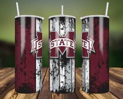 Mississippi State Grunge Tumbler Wrap, 20oz Skinny Tumbler Straight, NCAA Tumbler Wrap Png, Mississippi State Wrap Png