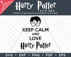 Harry Potter Clip Art SVG DXF PNG PDF - Keep Calm Typography Quote Design & FREE Font!
