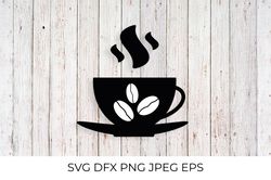 Coffee cup with coffee beans SVG