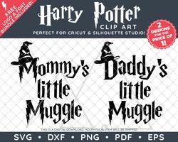 Harry Potter Clip Art SVG DXF PNG PDF - Mommy & Daddy's Little Muggle Design & FREE Font!