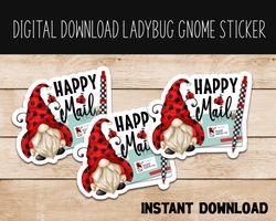 Ladybug Gnome Happy Mail With Pen Sticker PNG