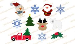 Christmas bundle svg Santa svg Christmas clipart Reindeer svg Snowflake svg Christmas truck svg Snowman svg