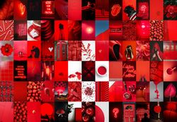 78 PCS  Red aesthetic wall collage kit DIGITAL DOWNLOAD | Red Photo Collage Kit, Red Photo Wall Collage Set 4x6