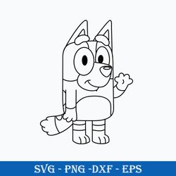 Bingo Dog Outline SVG, Bluey SVG, Cartoon SVG PNG DXF EPS Digital File.