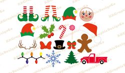 Christmas bundle svg Christmas bundle clipart Christmas png Christmas cut file Elg legs svg Elf hat svg Gingerbread svg