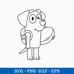Lucky Bluey Outline SVG, Bluey SVG, Cartoon SVG PNG DXF EPS File.
