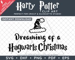 SALE: Harry Potter Clip Art SVG DXF PNG PDF - Dreaming of a Hogwarts Christmas Santa Sorting Hat Design