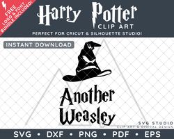 Harry Potter Clip Art Design SVG DXF PNG PDF - Another Weasley Typographic Minimal Simple Quote Design & FREE Font!