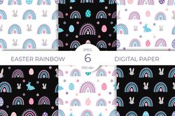 Easter rainbow seamless pattern. Easter digital paper bundle