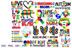 AUTISM SVG BUNDLE,Autism Puzzle Svg, Autism Awareness Svg,Autism Mom Svg,Be Kind Svg,Puzzle Piece Svg, Heart,Quotes,Love