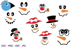 Snowman Faces Svg, Snowman Svg, Snowman Clipart, Christmas Svg, Snowman Cut File, Snowman Cricut, Christmas Cut File