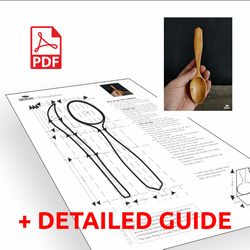 Printable simple PDF template of wooden spoon with detailed instructions inside