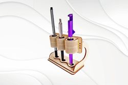 Stand holder for 3 pens, design laser cut. Drawing for laser cutting machines.