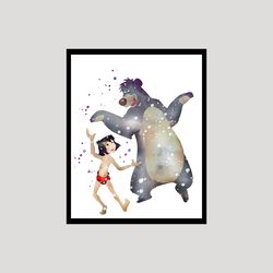 The Jungle Book Mowgli Disney Art Print Digital Files nursery room watercolor