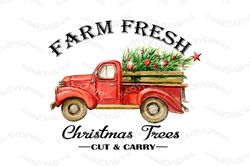 Farm fresh Cristmas trees sublimation design Red track clipart Retro christmas png Christmas clipart Instant download