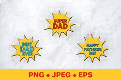 Retro Fathers Day Sublimation. Pop Art Comic Style Design