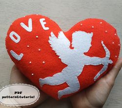 Valentines day pattern, Felt pattern, Valentines day decor, Valentine ornament, Valentines day gift, Felt heart pattern