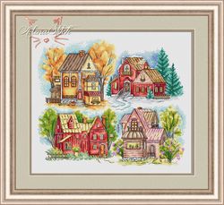 Dream houses. Cross stitch pattern pdf & css