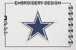 Dallas NFL Logo Embroidery Design, Dallas Cowboys Football Embroidery File, NFL Teams, Machine embroidery designs