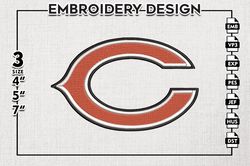 Chicago NFL Logo Embroidery Designs, Chicago Bears Football Embroidery files, NFL Teams, Football, Digital Download