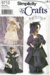 PDF copy of Vintage Patterns Simplicity 9712 Clothes for decorative dolls size 45 inches (115cm.)
