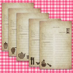 Digital kitchen recipe vintage card template