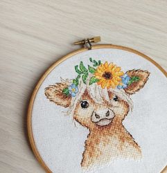 Calf with bouquet for cross stitch pattern