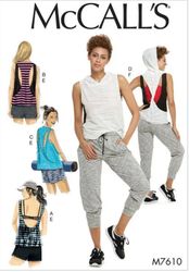 Digital Patterns for Sewing MC Calls Misses' Pullover Tops with Back Variations and Pull-On Shorts and Pants with Elasti