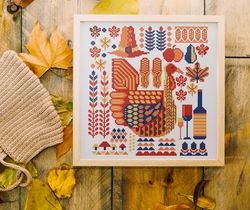 Thanksgiving sampler for cross stitch pattern