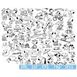 Snoopy Svg, Snoopy Bundle svg, Snoopy Characters svg, Snoopy dxf cut files, Snoopy silhouette svg, Snoopy PNG