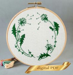 Dandelion pattern pdf embroidery, Easy hand embroidery DIY