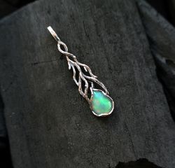 Opal sterling silver pendant handmade